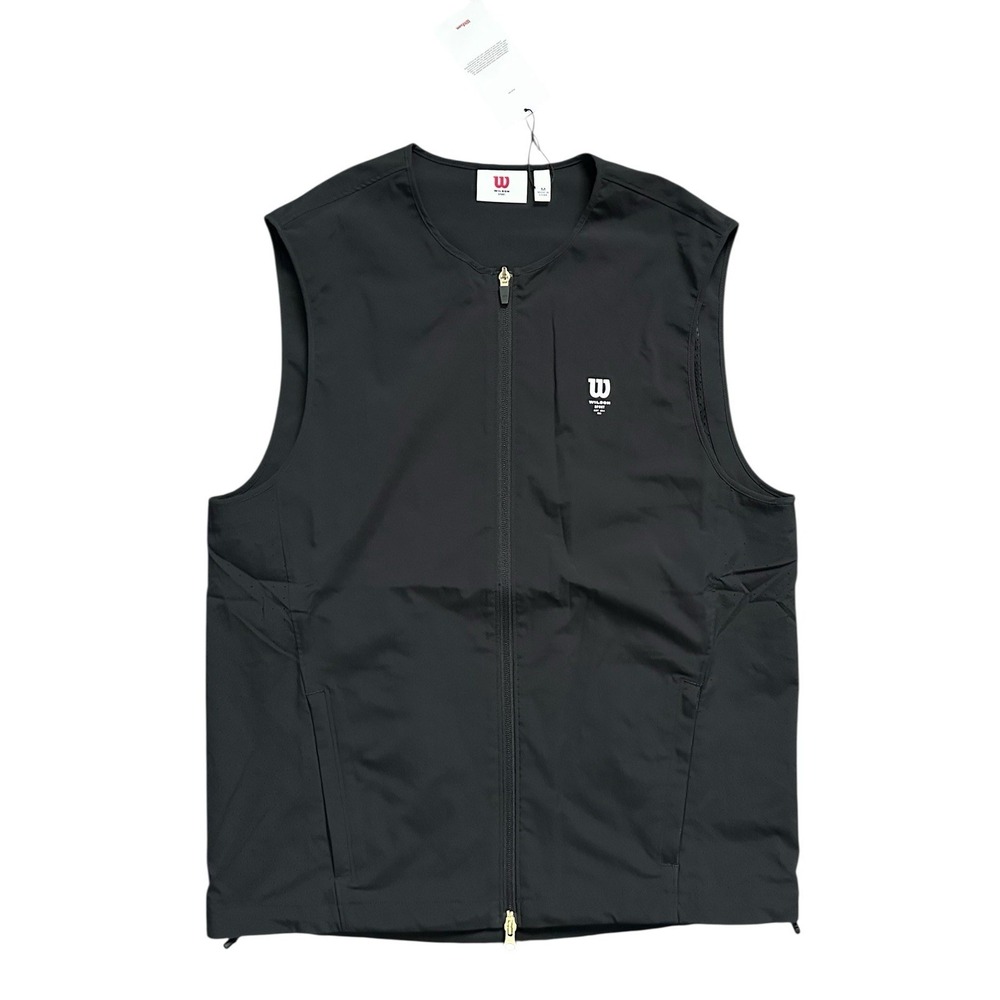 Wilson Aston Warm-Up Vest Black Men's Sleeveless Full Zip Athletic Jacket Size M